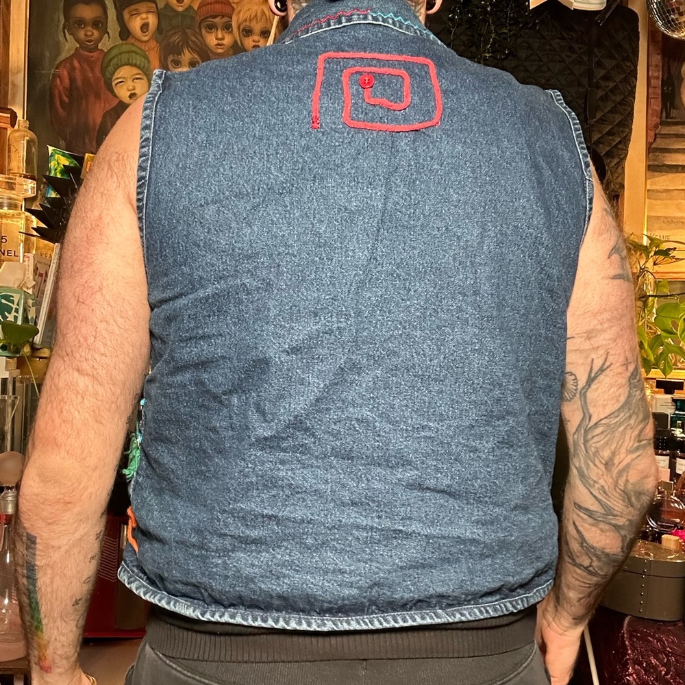 Vibrant Multicolor Denim Vest - Picture 5 of 9